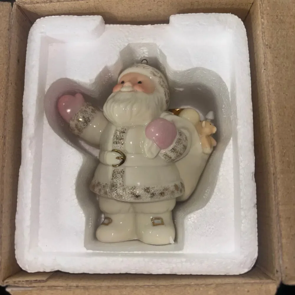 2000 Lenox Christmas Ornament Santa Cream Gold Collectible 4”